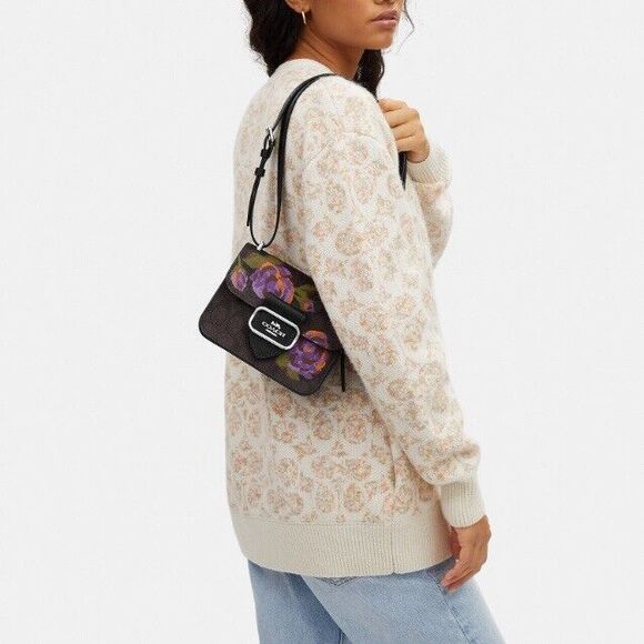 Coach CL415 Morgan Square Crossbody In Signature Canvas With Rose Print NWT $520 - Picture 12 of 12